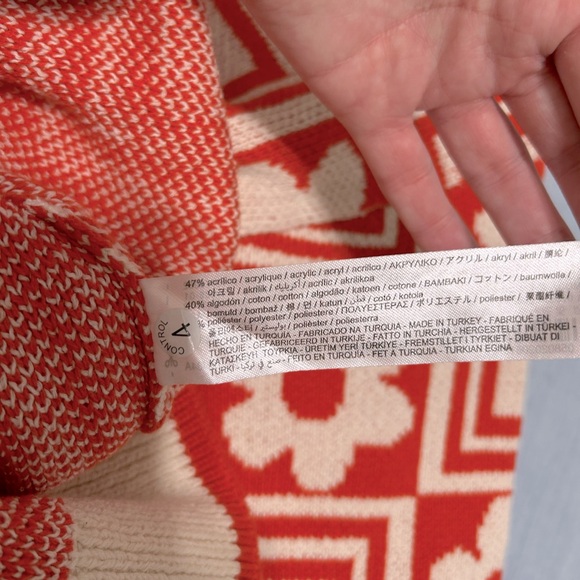 *Zara* Orange & Cream Floral Knit Cardigan, Small - Picture 8 of 8